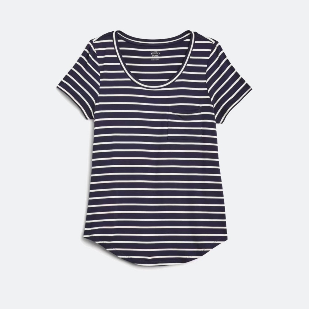 Market & Spruce Navy and White Striped Tee
